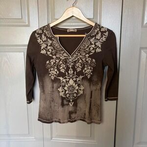 Y2K blue canyon floral shirt Size M